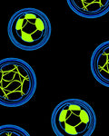 Neon Blue Green Soccer Orb Rug