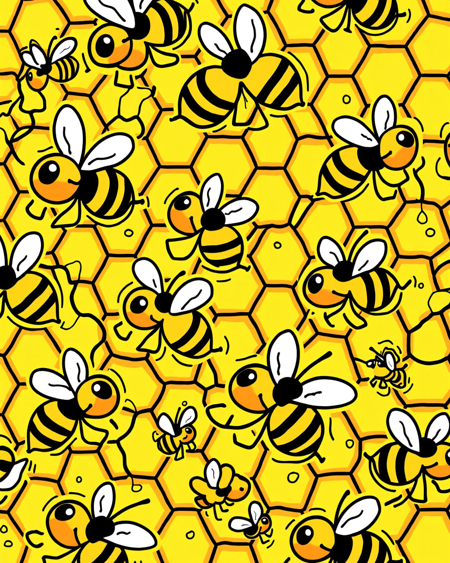 Happy Bees Honeycomb Swarm Rug