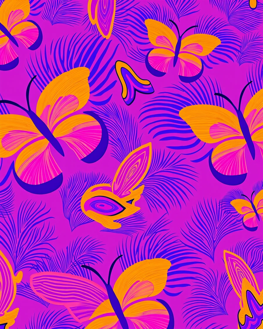 Vibrant Butterfly Foliage Abstraction Rug