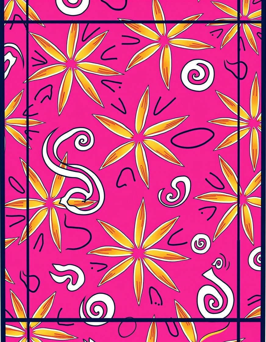 Vibrant Hot Pink Floral Swirl Rug