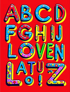 Whimsical Alphabet Multicolored Bold Letters Rug