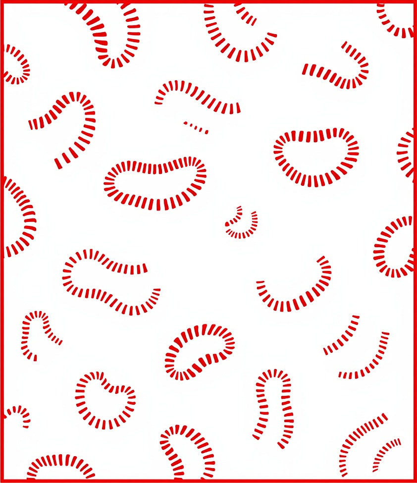 Curving Red Dash Organic Shapes Rug