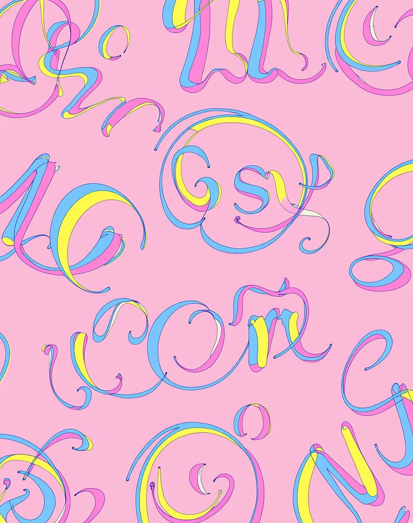 Pink Ribbon Script Pastel Rug