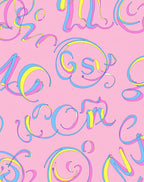 Pink Ribbon Script Pastel Rug