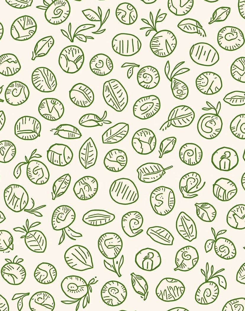 Green Organic Seed Leaf Collage Rug