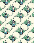Automobile And Tropical Leaves Repeating Rug