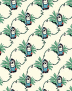 Automobile And Tropical Leaves Repeating Rug
