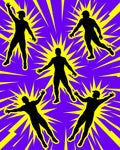 Energetic Purple Yellow Burst Figures Rug