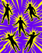 Energetic Purple Yellow Burst Figures Rug