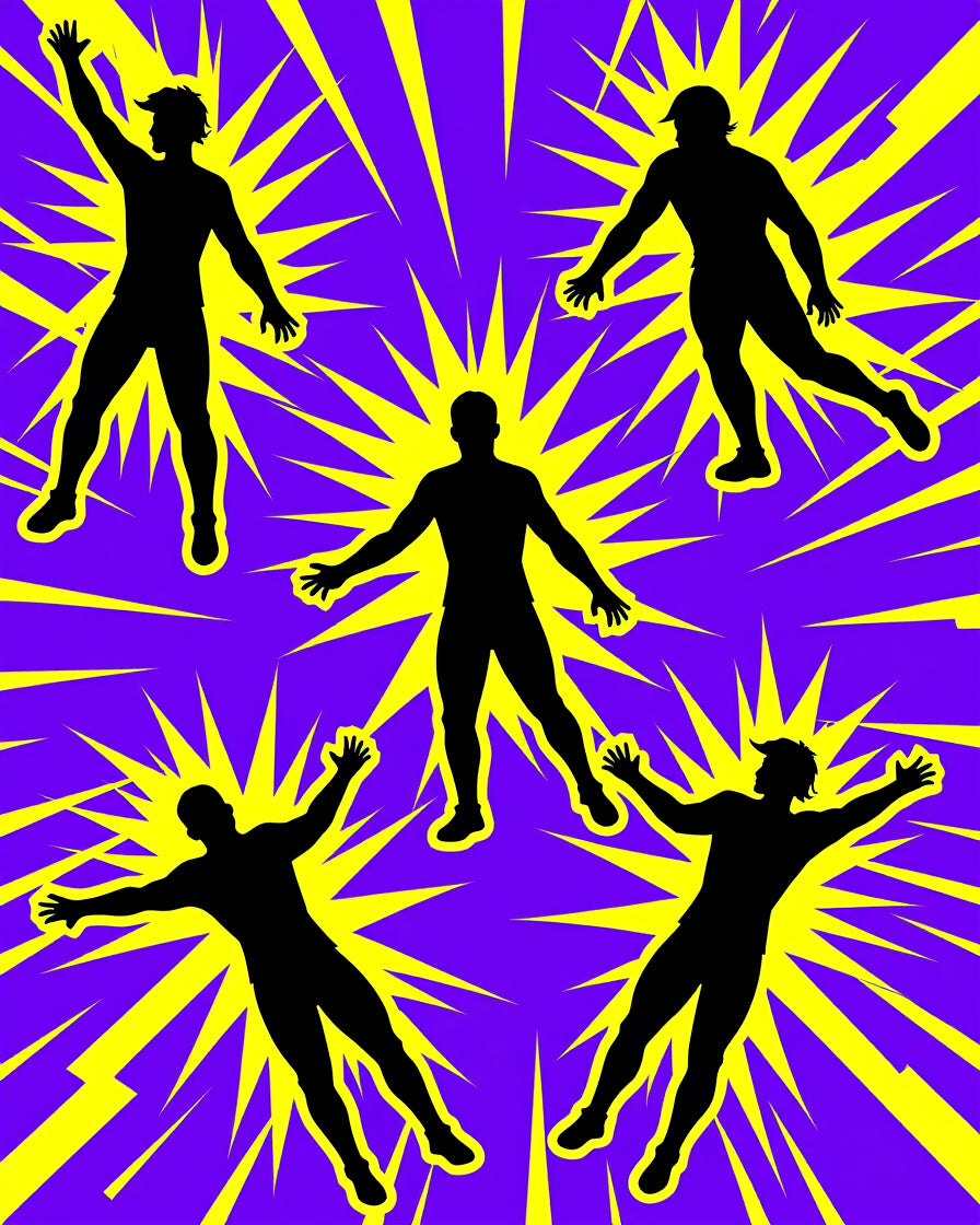 Energetic Purple Yellow Burst Figures Rug
