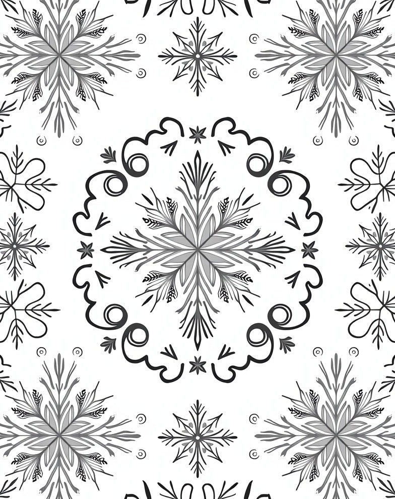 Winter Snowflake Medallion Grayscale Rug