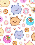 Kawaii Kitty Foody Collage Rug