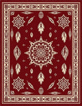 Deep Red Tribal Feather Mandala Rug