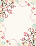 Pastel Pink Blossom Branches and Leaves Rug