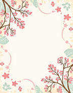 Pastel Pink Blossom Branches and Leaves Rug