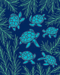 Aqua Turtles In Seaweed Garden Rug