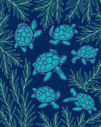 Aqua Turtles In Seaweed Garden Rug