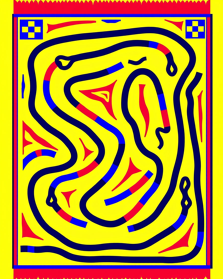 Bold Yellow Abstract Pathway Rug