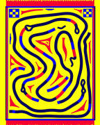 Bold Yellow Abstract Pathway Rug