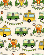Retro Camper Van Forest Adventure Rug
