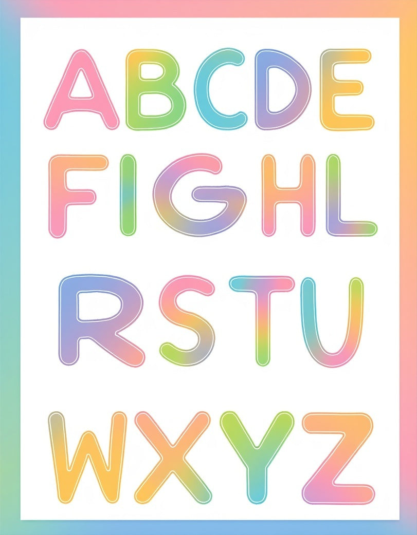 Pastel Rainbow Alphabet Letters Rug