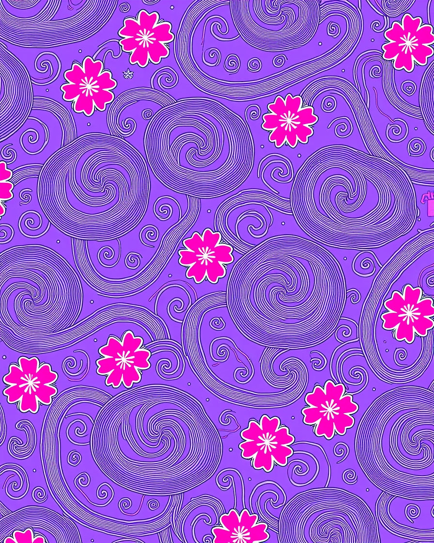 Whimsical Pink Cherry Blossom Swirl Rug