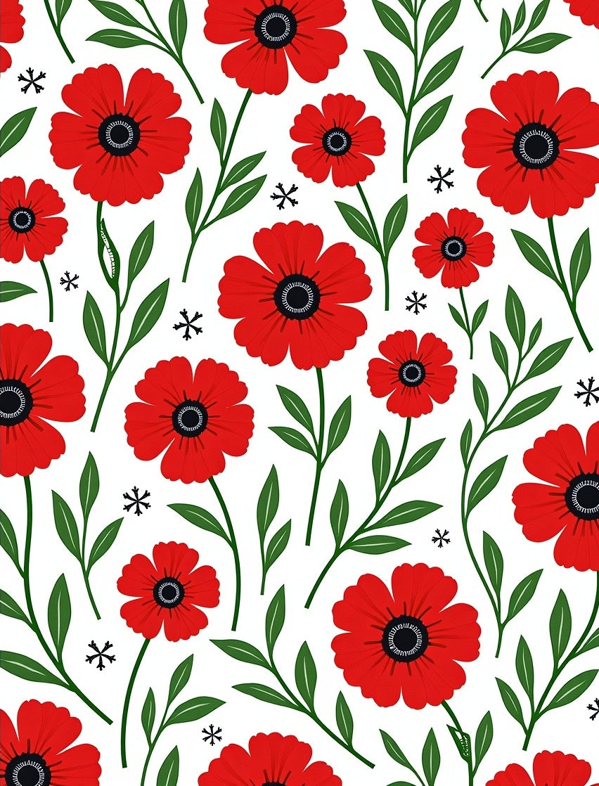 Bold Red Poppy Floral Abstraction Rug
