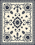 Classic Navy Floral Medallion Cream Rug