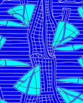 Bright Turquoise Sailboats on Blue Stripes Rug