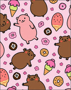 Cute Pink Hamsters And Sweet Treats Rug