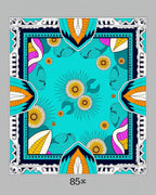 Vibrant Turquoise Sunburst Floral Medallion Rug