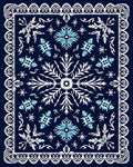 Midnight Blue White Floral Medallion Rug