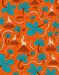 Tropical Volcano Orange Aqua Swirl Rug