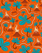 Tropical Volcano Orange Aqua Swirl Rug