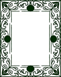 Dark Green Floral Ornate Frame Rug