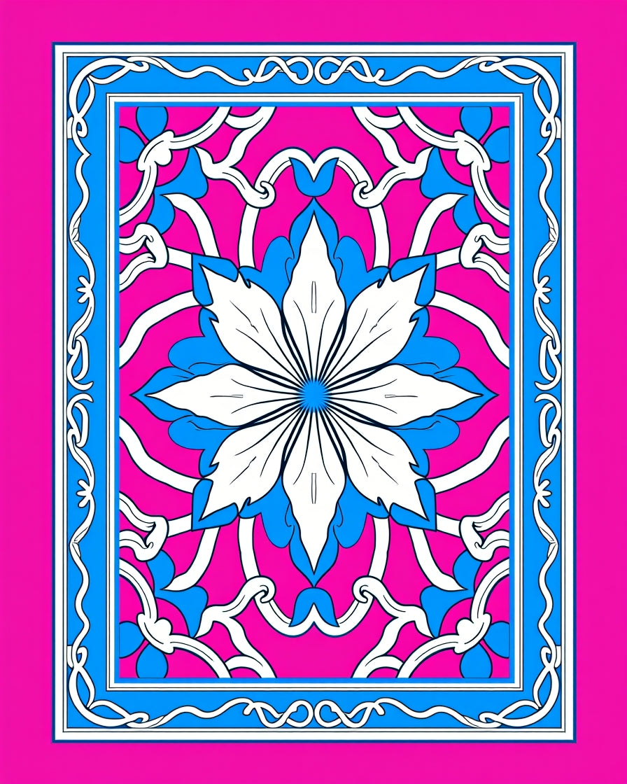 Vibrant Fuchsia Floral Medallion Rug