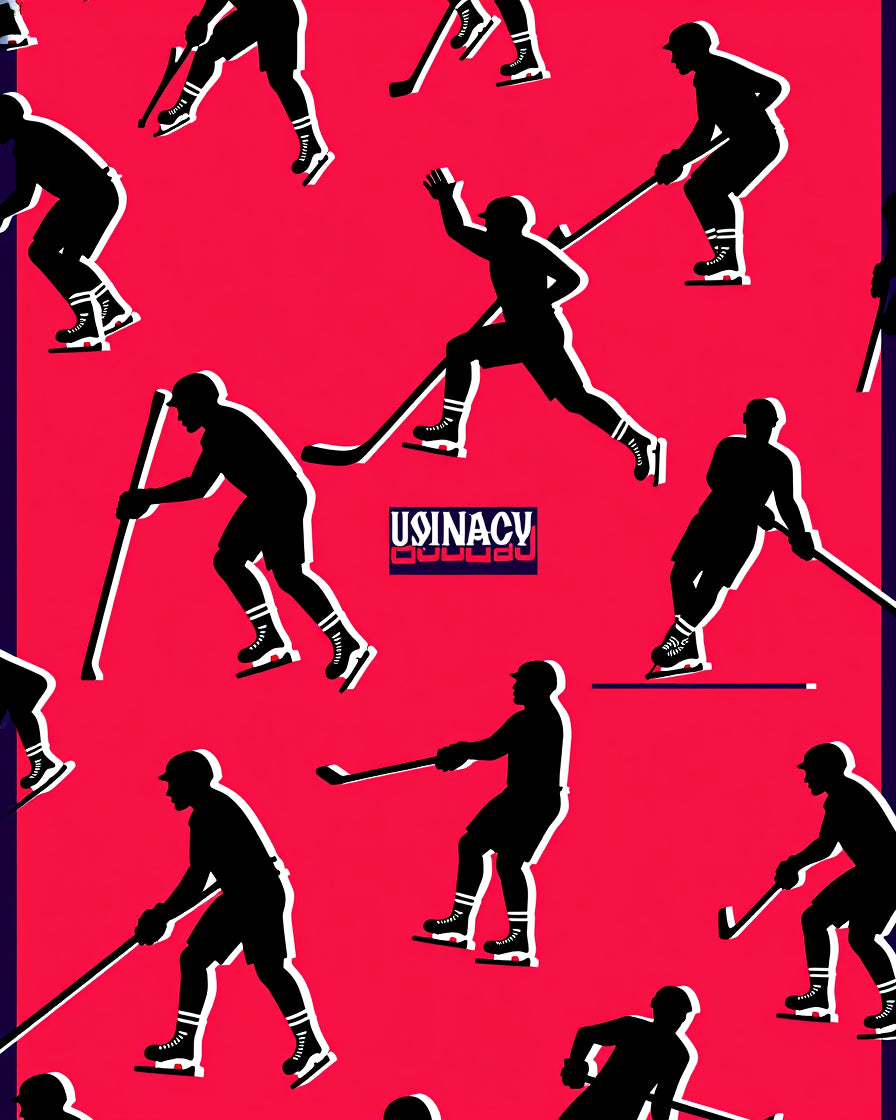 Hockey Player Silhouette Collection Red Rug