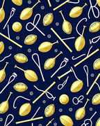 Golden Oval Shapes on Navy Background Rug
