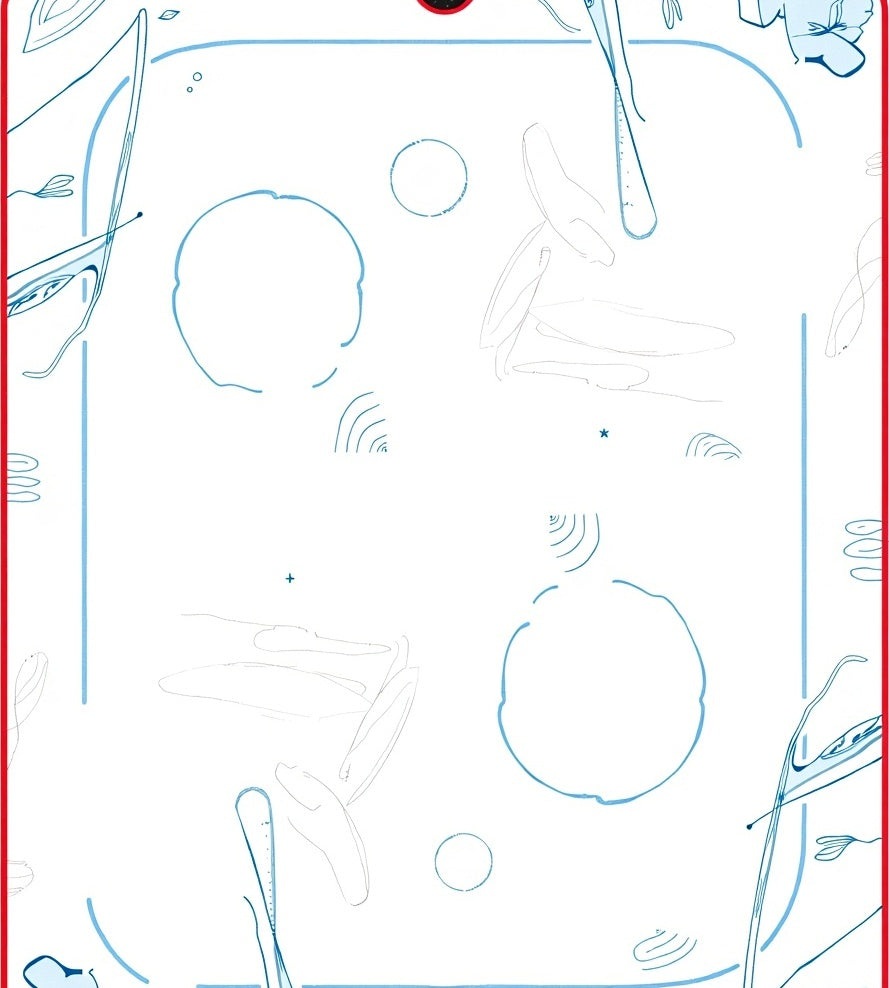 Minimalist Blue Abstract Contour Elements Rug