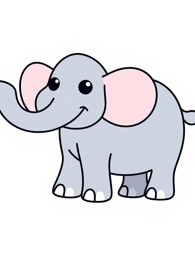 Cute Gray Elephant with Pink Ears Rug