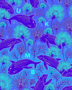 Whimsical Indigo Dolphin Coral Scene Rug