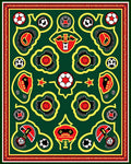 Bold Red Black Soccer Ball Medallion Rug