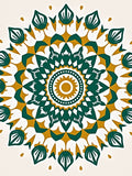 Emerald Gold Radiant Sunburst Mandala Rug