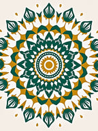 Emerald Gold Radiant Sunburst Mandala Rug