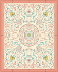 Cream Scrollwork Medallion Coral Yellow Rug