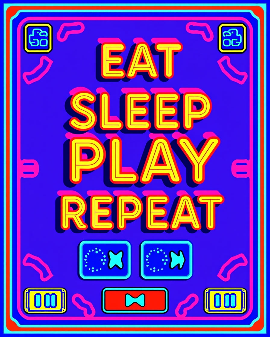 Retro Neon Game Controller Vibrant Rug