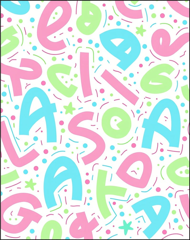 Playful Pastel Alphabet Confetti Rug