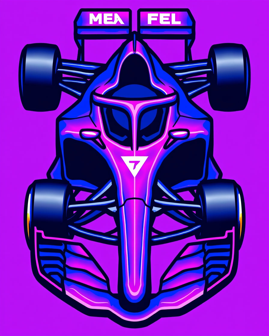 Vibrant Pink Blue Formula Racer Rug