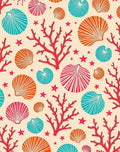 Coastal Coral Shell Star Medallion Rug