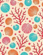 Coastal Coral Shell Star Medallion Rug